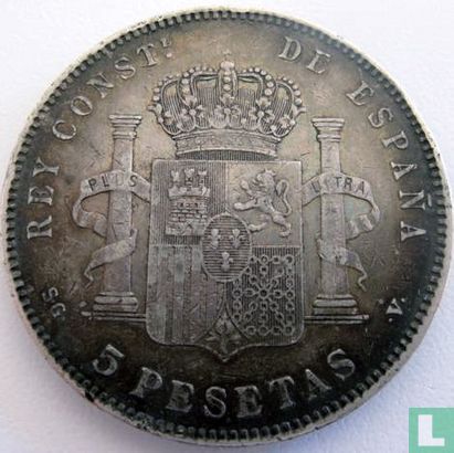Spain 5 pesetas 1897 - Image 2