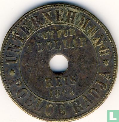 Nederlands-Indië 1 dollar reis 1890 Plantagegeld Sumatra, Poeloe Radja