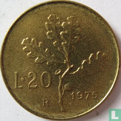 Italië 20 lire 1975 - Afbeelding 1