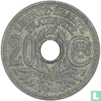 Frankrijk 20 centimes 1946 (zonder B) - Afbeelding 1
