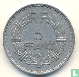 France 5 francs 1948 (without B, 9 opened) - Image 1