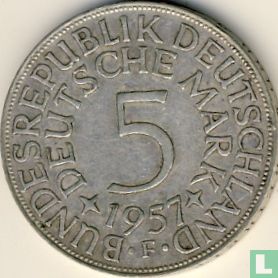 Duitsland 5 mark 1957 (F) - Afbeelding 1