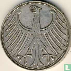 Duitsland 5 mark 1957 (F) - Afbeelding 2