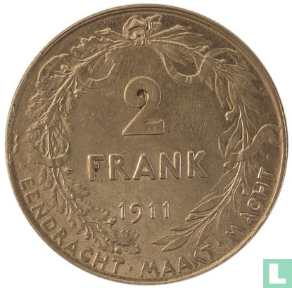 Belgium 2 francs 1911 (NLD) - Image 1