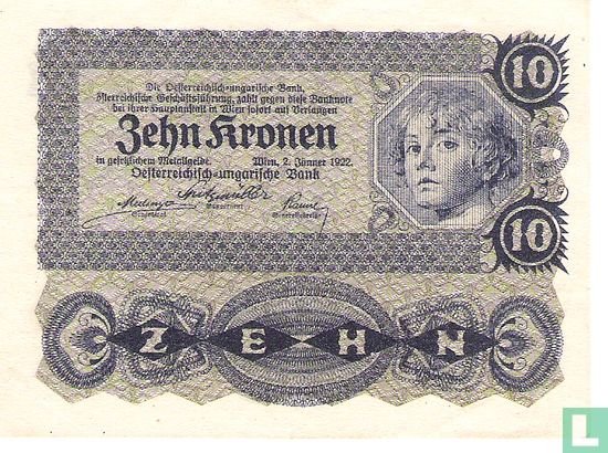 Austria 10 Kronen 1922 - Image 1