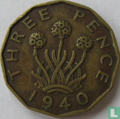 Verenigd Koninkrijk 3 pence 1940 (type 2) - Afbeelding 1