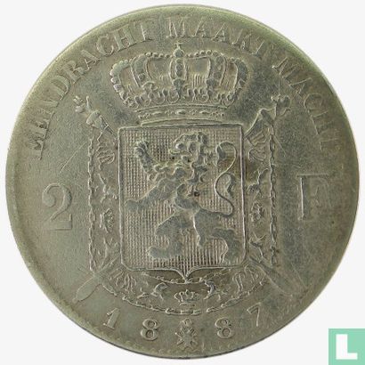 België 2 francs 1887 - Afbeelding 1