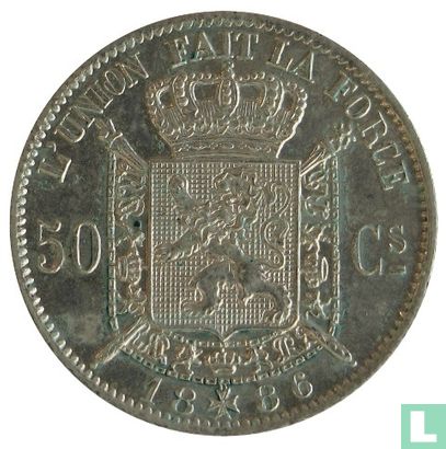 Belgium 50 centimes 1886 (FRA) - Image 1
