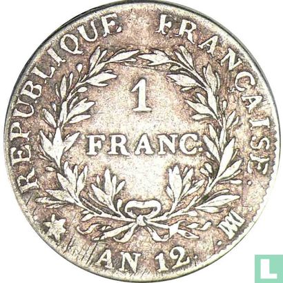 Frankrijk 1 franc AN 12 (MA - BONAPARTE PREMIER CONSUL) - Afbeelding 1