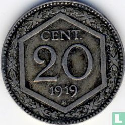 Italien 20 Centesimi 1919 (Typ 2 - glatten Rand) - Bild 1