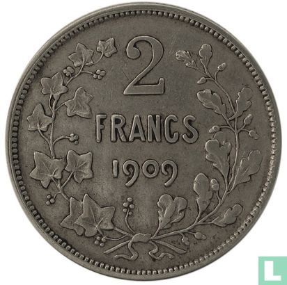 Belgium 2 francs 1909 (FRA) - Image 1