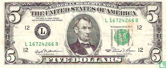 Dollars d'États-Unis 5 1981 L - Image 1