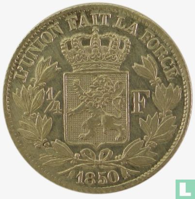 België ¼ franc 1850 - Afbeelding 1