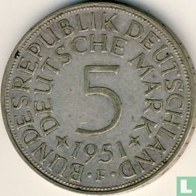 Duitsland 5 mark 1951 (F) - Afbeelding 1