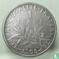 Frankrijk 1 franc 1908 - Afbeelding 1