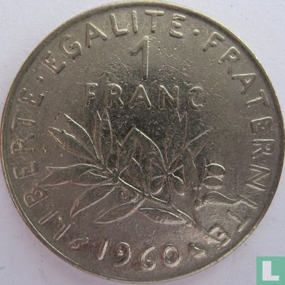 Frankrijk 1 franc 1960 (small 0) - Afbeelding 1