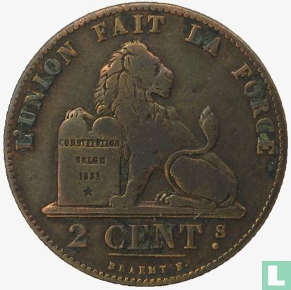 België 2 centimes 1845 - Afbeelding 2