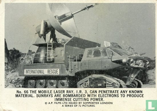 The mobile laser ray, I.R.3, can penetrate any known material. Sunrays are bombarded with electrons to produce immense cutting power. - Image 1