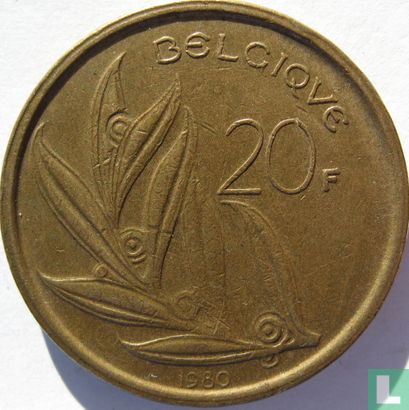 Belgique 20 francs 1980 (FRA) - Image 1
