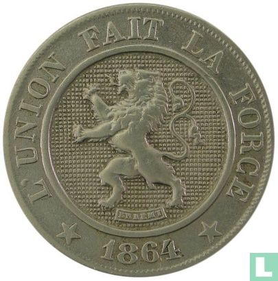 Belgique 10 centimes 1864 - Image 1