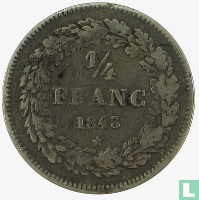 België ¼ franc 1843 - Afbeelding 1