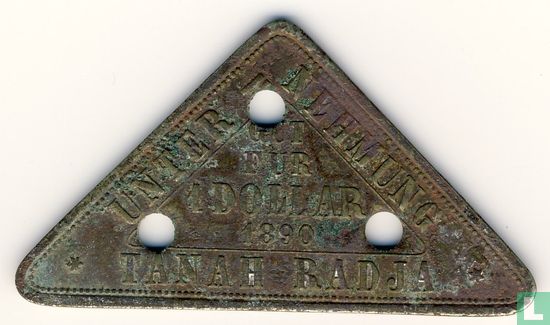 Nederlands-Indië 1 dollar 1890 Plantagegeld, Sumatra, Tanah Radja