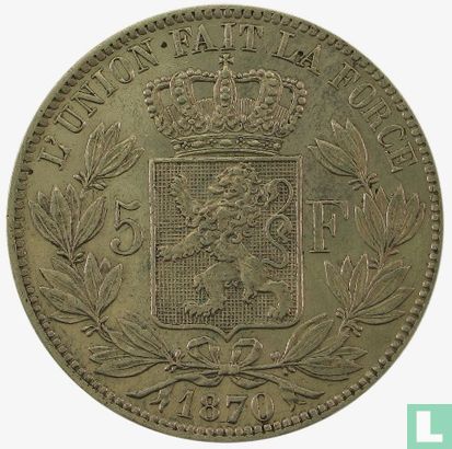 Belgium 5 francs 1870 - Image 1