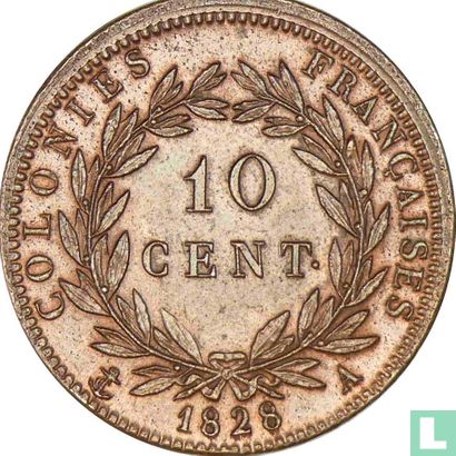 French colonies 10 centimes 1828 - Image 1