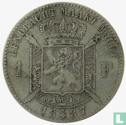 Belgium 1 franc 1887 (L. WIENER) - Image 1
