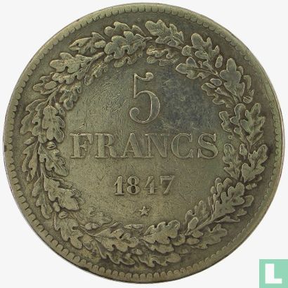 Belgique 5 francs 1847 - Image 1