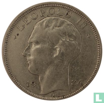 Belgique 20 francs 1934 (LEOPOLD III - avec tréma) - Image 1