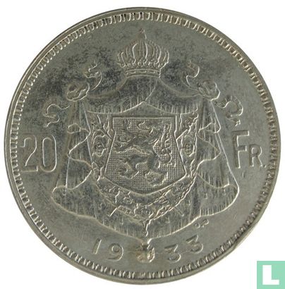 België 20 francs 1933 (NLD - positie A) - Afbeelding 1