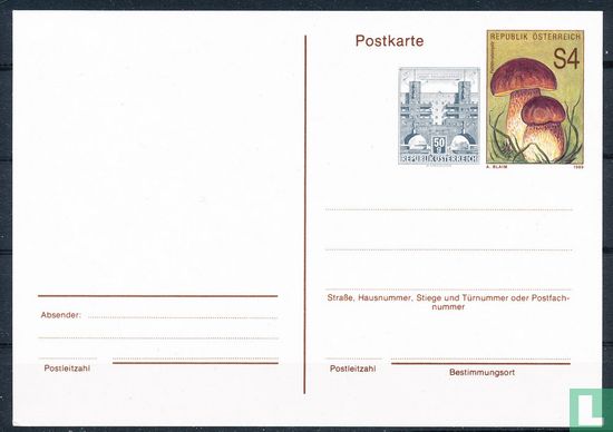 Postkarte-Porto Anstieg/Pilz