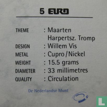 Nederland 5 euro 1998 "Maarten Harpertsz Tromp" - Bild 3