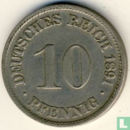 German Empire 10 pfennig 1891 (D) - Image 1