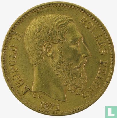 België 20 francs 1871 (kortere baard) - Afbeelding 1