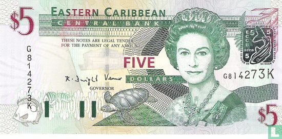 Oost. Caraïben 5 Dollars K (St. Kitts) - Afbeelding 1