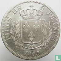 Frankrijk 5 francs 1815 (LOUIS XVIII - M) - Afbeelding 1