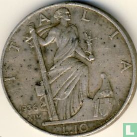 Italien 10 Lire 1936 - Bild 1
