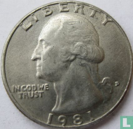 Verenigde Staten ¼ dollar 1981 (D) - Afbeelding 1
