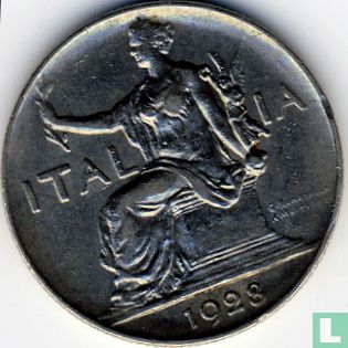 Italian 1 lira 1928 - Image 1