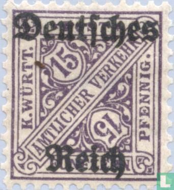 Overprint on service stamps of Württemberg