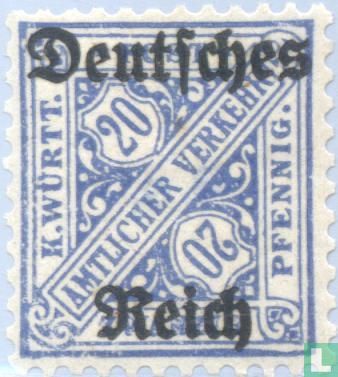 Surcharge sur timbres de service de Württemberg