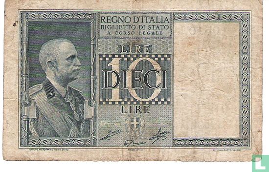 Italië 10 Lire   - Afbeelding 1