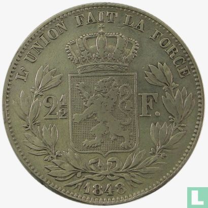 België 2½ francs 1848 (klein hoofd) - Afbeelding 1