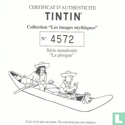 Tintin avec Milou et le canoë Caraco (L'Oreille cassée). - Image 3