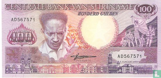 Suriname 100 Gulden 1988 - Bild 1