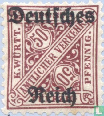 Aufdruck auf Dienstmarken von Württemberg