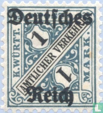 Aufdruck auf Dienstmarken von Württemberg