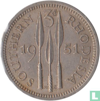 Zuid-Rhodesië 3 pence 1951 - Afbeelding 1